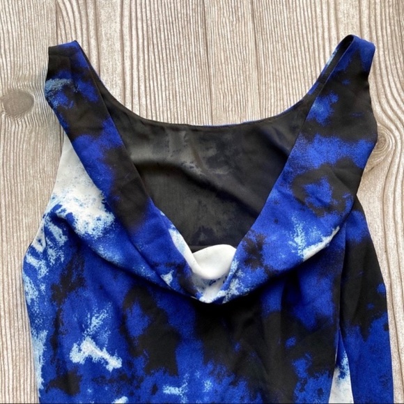 Forever 21 Blue Tie Dye Draped Cowl Back Dress - Picture 4 of 6